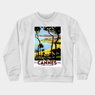 Cannes (Cote d'Azur), France - Vintage Travel Poster Design Crewneck Sweatshirt